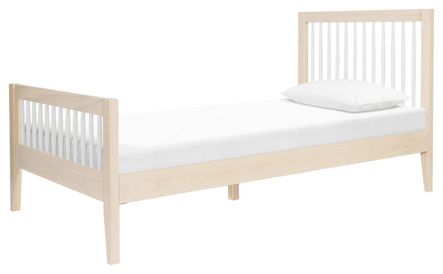 Babyletto Sprout Twin Spindle Platform Bed in Washed Natural and White