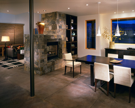 This is an example of a modern dining room in Denver.
