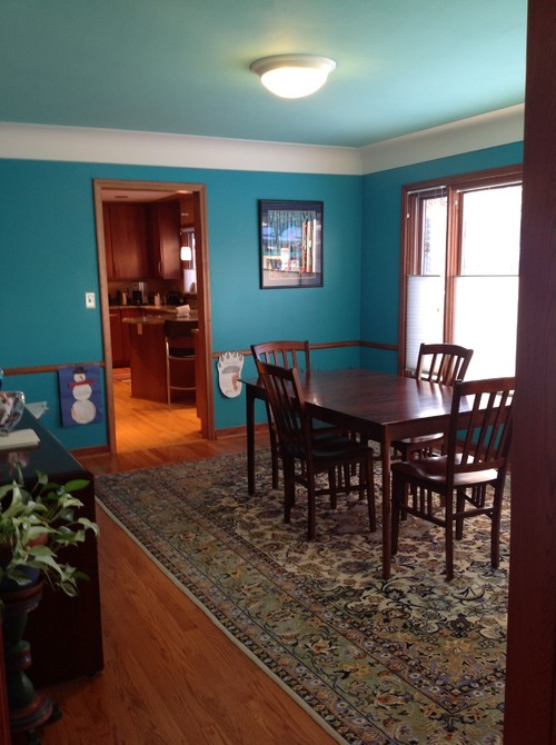 Chair Rail Dated Part - 26: Should I Paint Same Color Above And Below Chair Rail? Thinking Of Using Benjamin Mooreu0027s Azure Water Below And Spirit In The Sky Above.