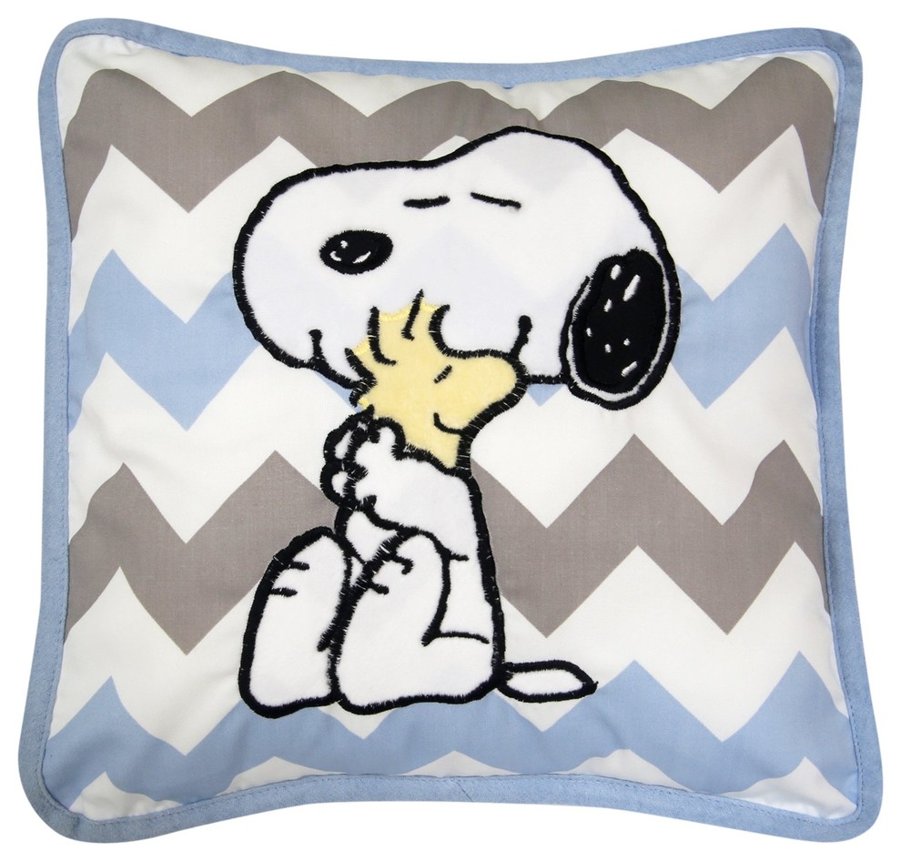 Lambs Ivy My Little Snoopy Decorative Pillow Blue Gray White Snoopy Contemporary Decorative Pillows By Lambs Ivy