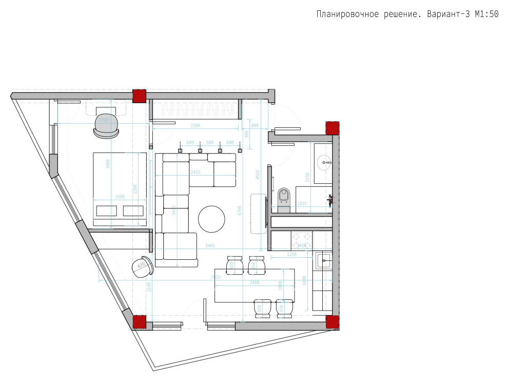 ЖК Серебряный бор. Квартира 50 кв.м для девушки