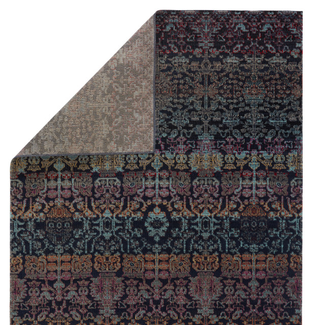 Pol35 Jaipur Polaris Bodega Pol35 Ikat Rug, Dark Blue and Multicolor, 2'8