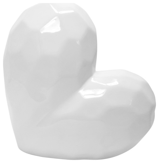 Ceramic deco figure object Heart Sculpture Art Object Trendy Deco Heart White 