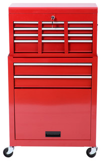 Deluxe Rolling Tool Cabinet Chest w/6 Drawers and Removable Tool Box, Red