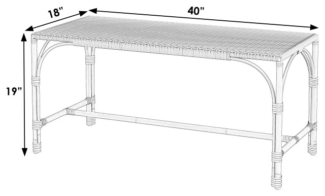 Tobias Outdoor Rattan and Metal Rectangular Dining Bench - Tropical ...
