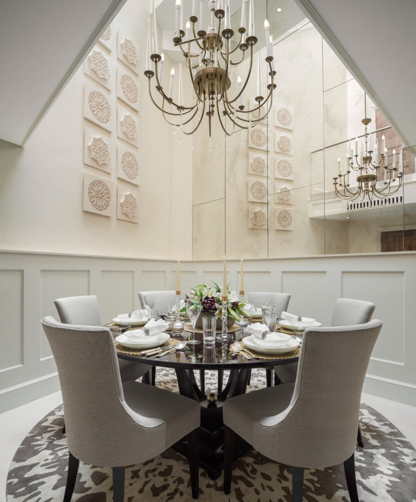 This is an example of a transitional dining room in London.