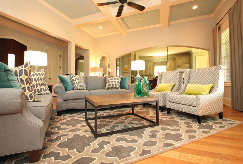 Photo of a transitional living room in Charlotte.