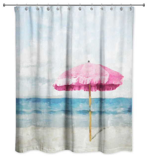 Pink Umbrella 71x74 Shower Curtain