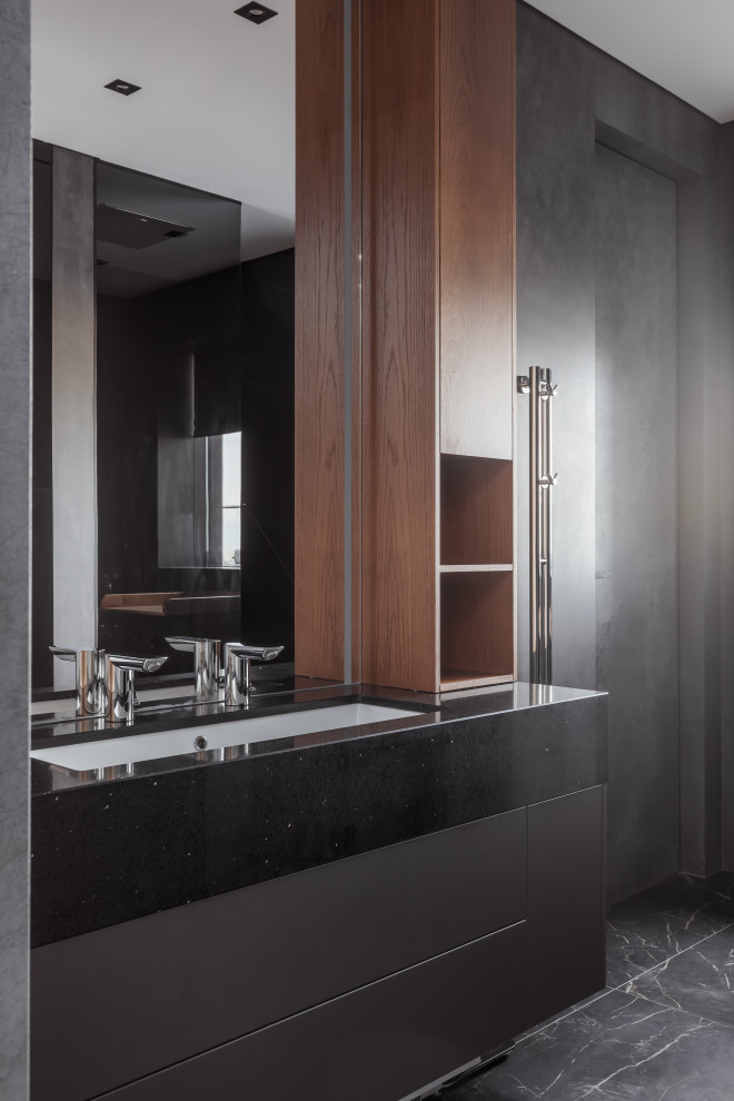 Пентхаус (современный) - ванная - гардеробная