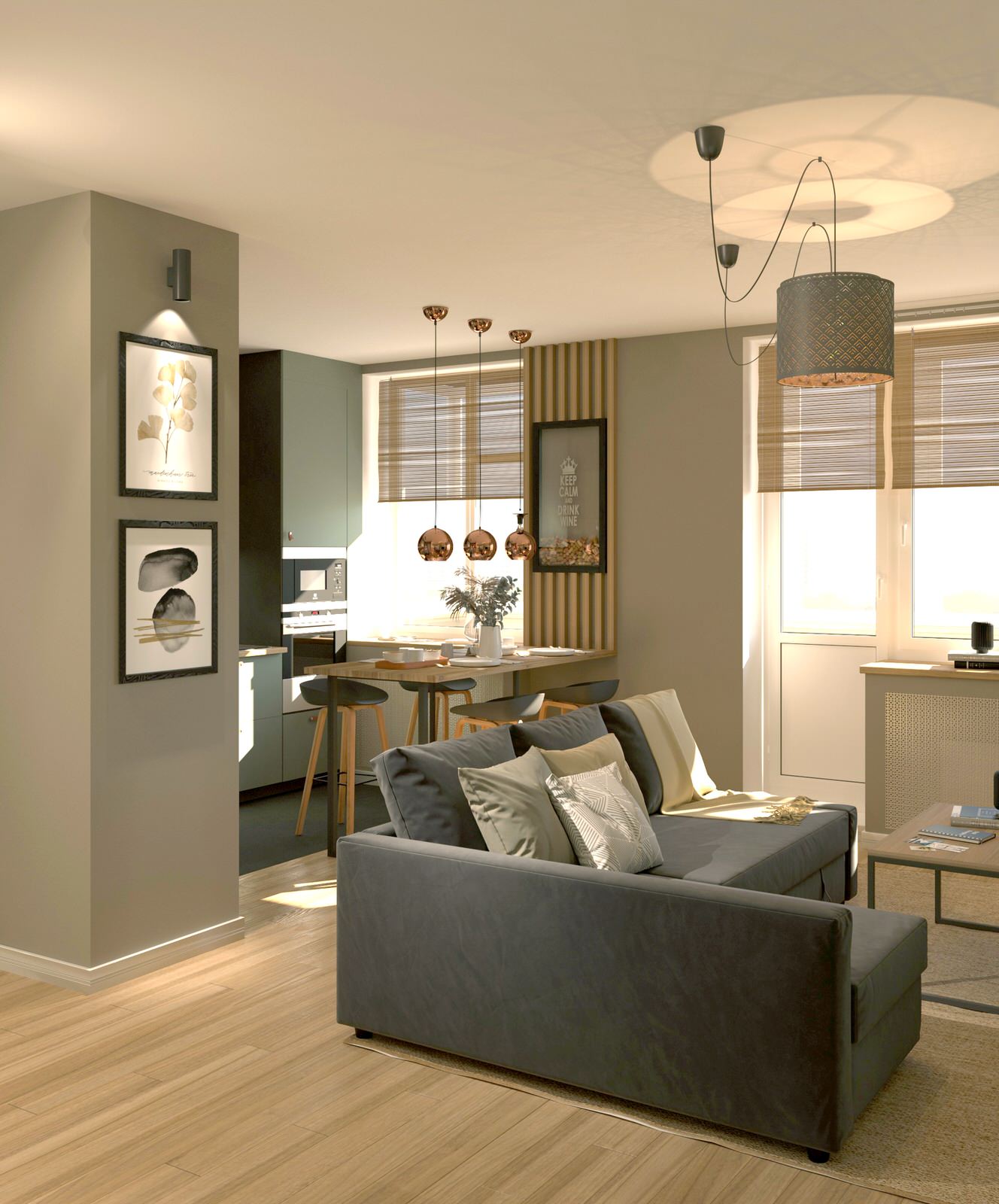 Квартира в оливковых тонах