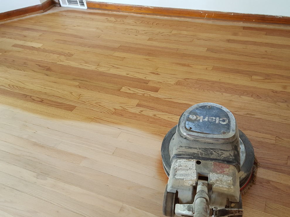 2 and 1/4 red oak refinished , golden oak stain from minwax and 2 coats of satin