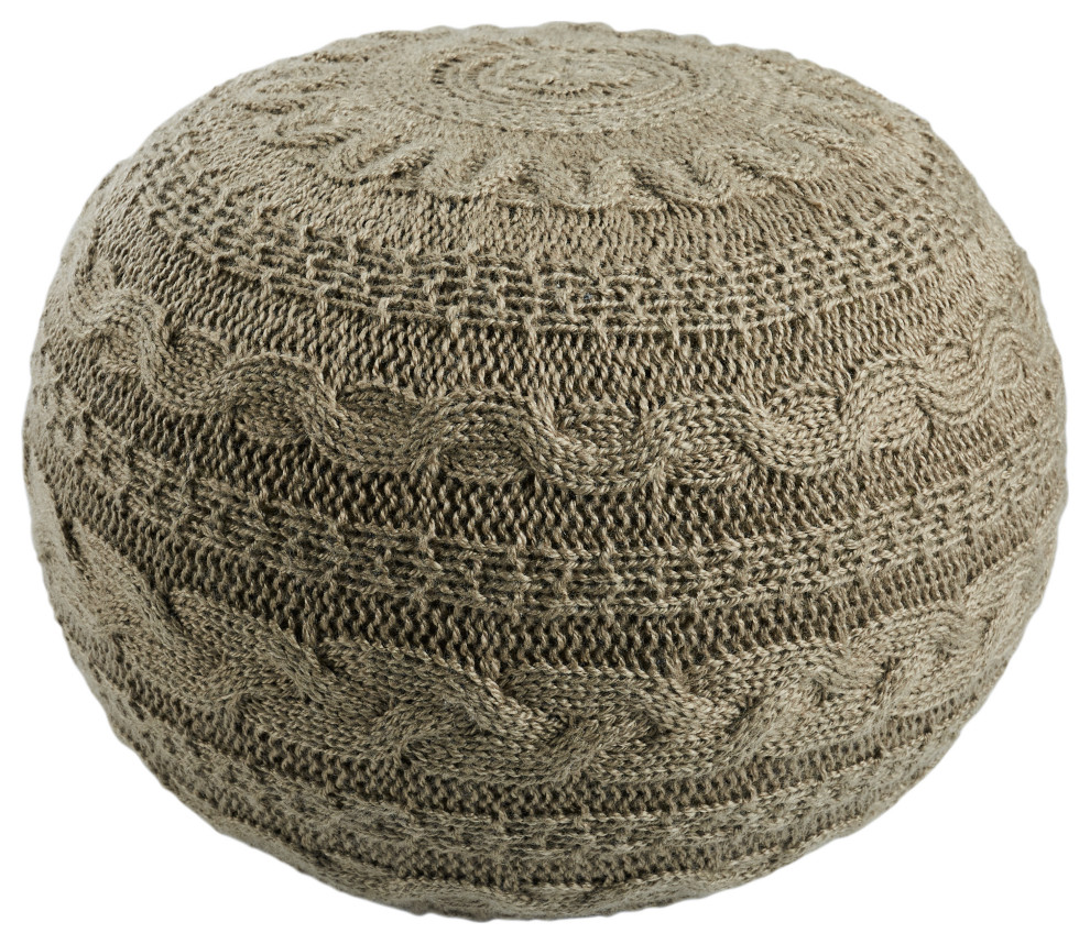 Vibe by Etta Solid Taupe/ Olive Round Pouf