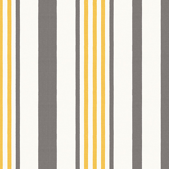 Grey, Yellow, & White Stripe Outdoor Fabric