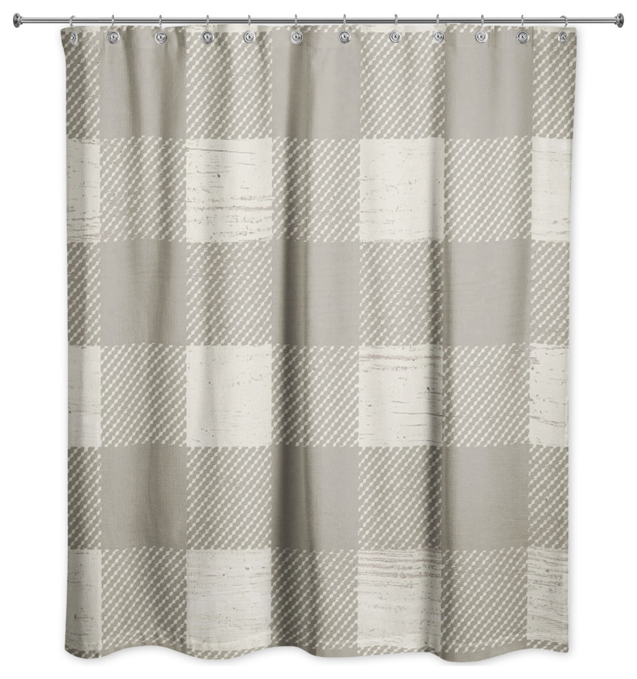 Taupe Buffalo Check 71x74 Shower Curtain