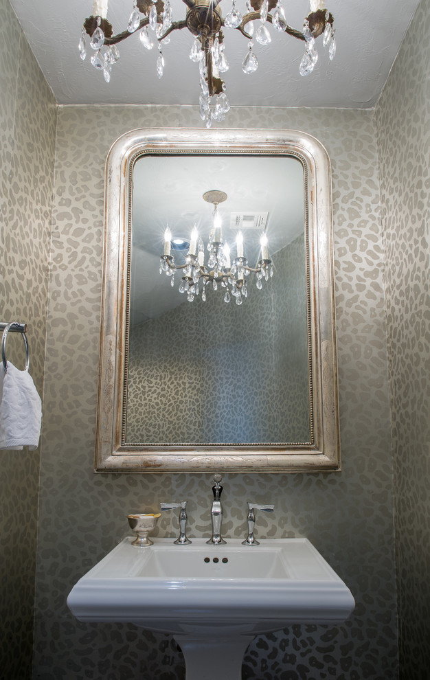 Elegant powder room photo in Houston