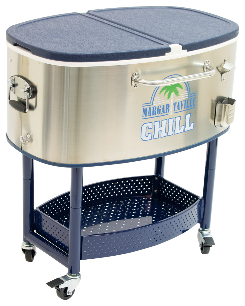 Rolling Oval Stainless Steel Cooler, 77 Quart, Margaritaville Chill ...