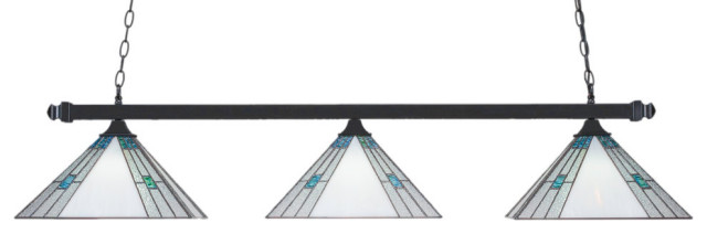 Square 3-Light Bar with Square Fitters, Matte Black/Sky Ice Art
