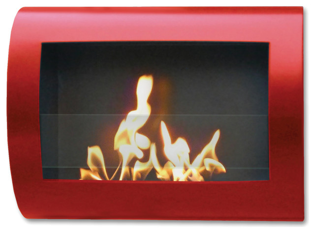 Chelsea Indoor Wall Mount Fireplace, Red High Gloss Paint