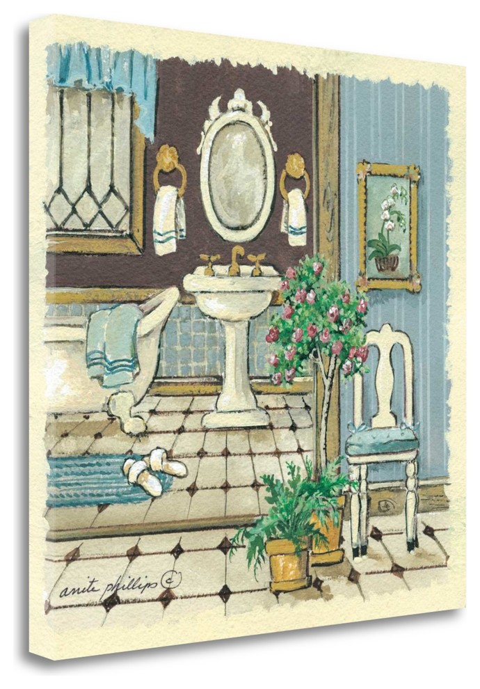 "Antique Bath I" By Anita Phillips, Giclee Print on Gallery Wrap Canvas
