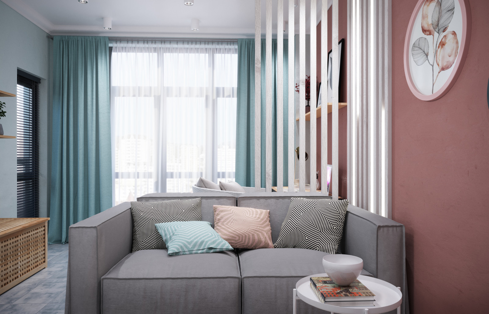 Нежный персик с морской волной