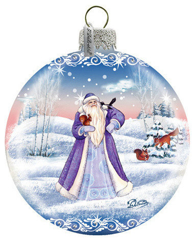 G Debrekht Winter Landscape Glass Bell Ornament 3.5 G Debrekht Winter Landscape Glass Bell Ornament 3.5