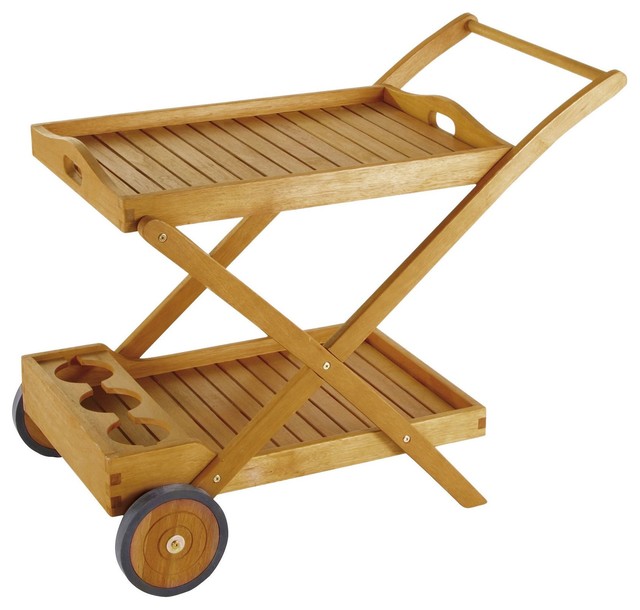 Aland Wooden Portable Drinks Trolley Contemporary Outdoor Serving