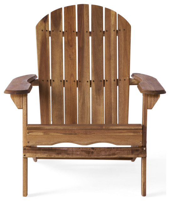 GDF Studio Milan Outdoor Folding Wood Adirondack Chair, Natural Stained