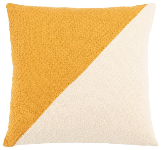 Safavieh Nyssa Floor Pillow Mustard/Beige 24" X 24"