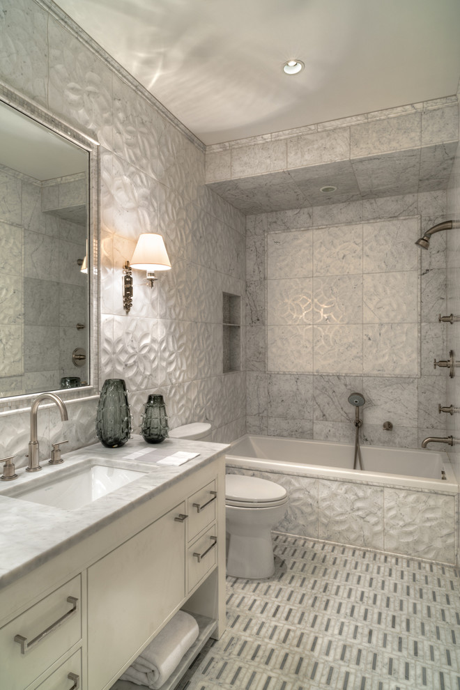 Artistic Tile Ziva Lotus Bianco Carrara Contemporary Bathroom