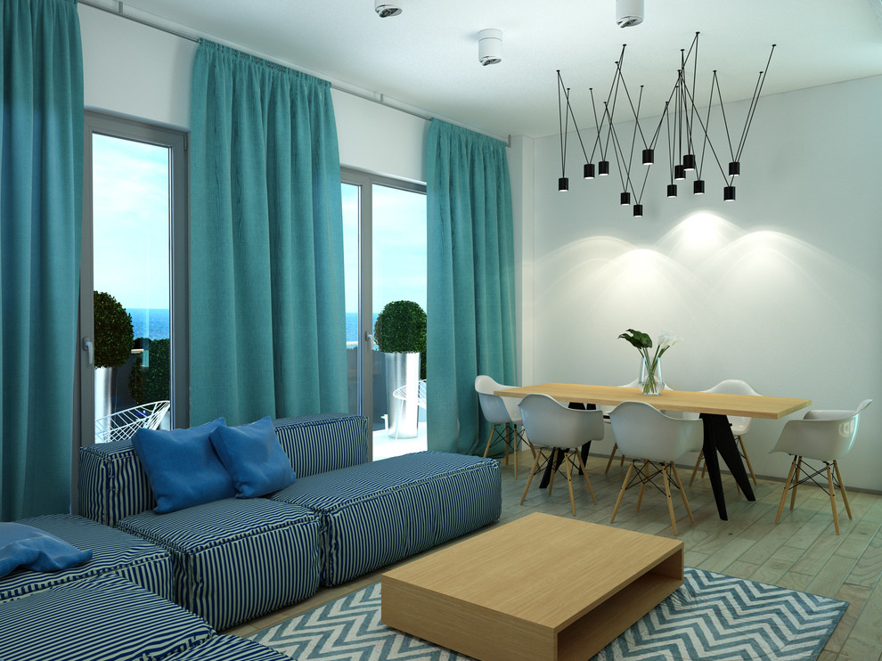 Гостиная совмещенная с кухней и столовой