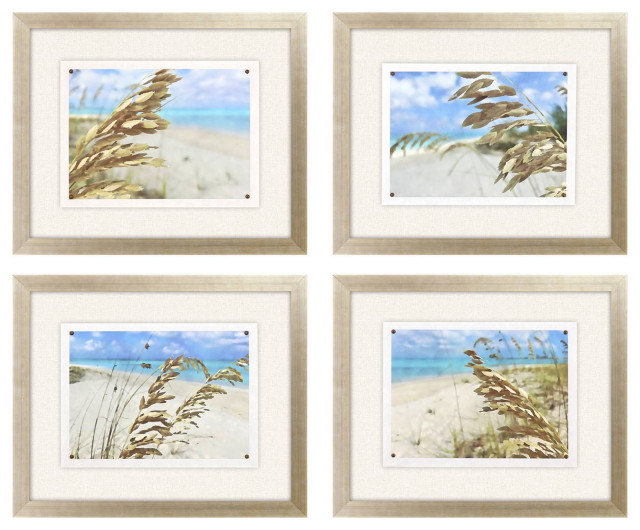 Watercolor Sea Oats Artwork, 4-Piece Set - Beach Style - Prints And ...