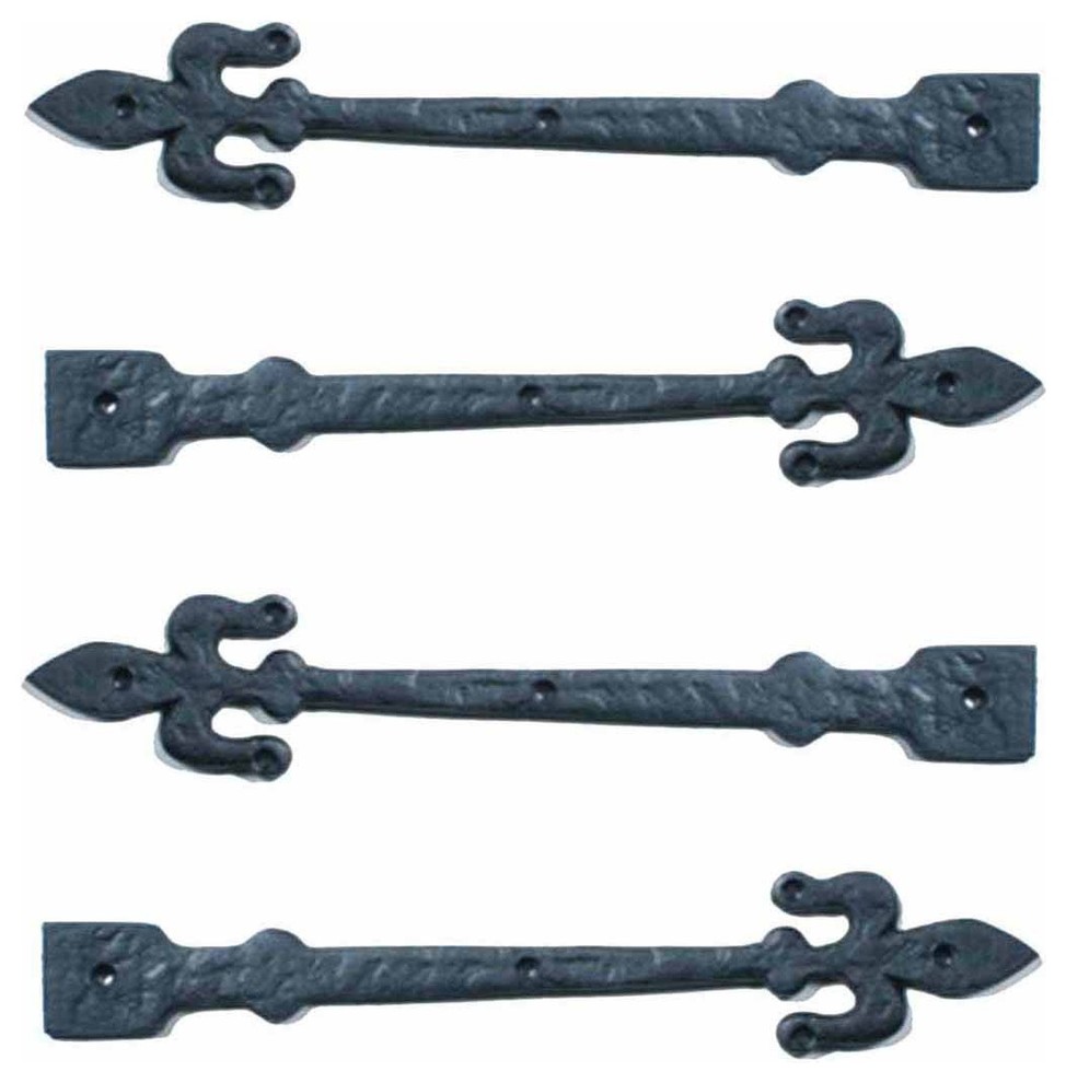 Black Iron Decorative Strap Hinge Fleur De Lis 12 Inch Long Set of 4 ...