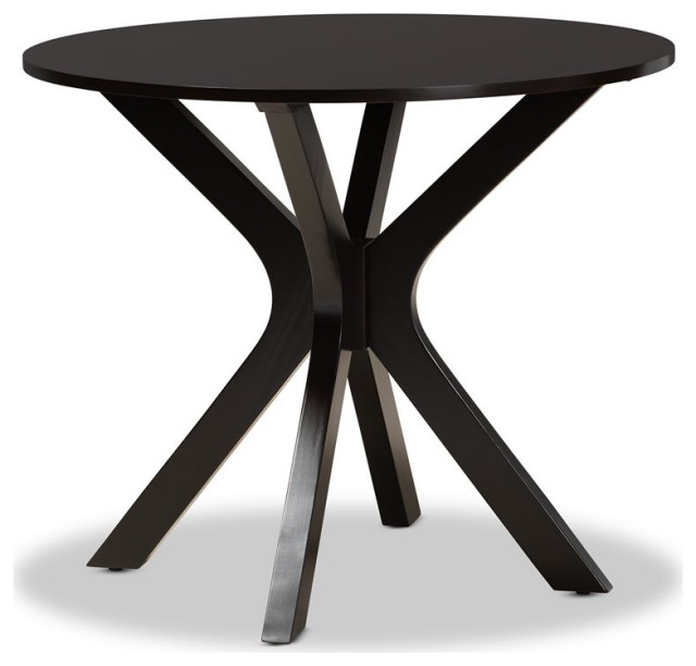 Baxton Studio Kenji Dark Brown Finished 34-Inch-Wide Round Wood Dining ...