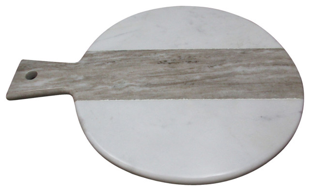 Marble Serving Platter in White And Beige