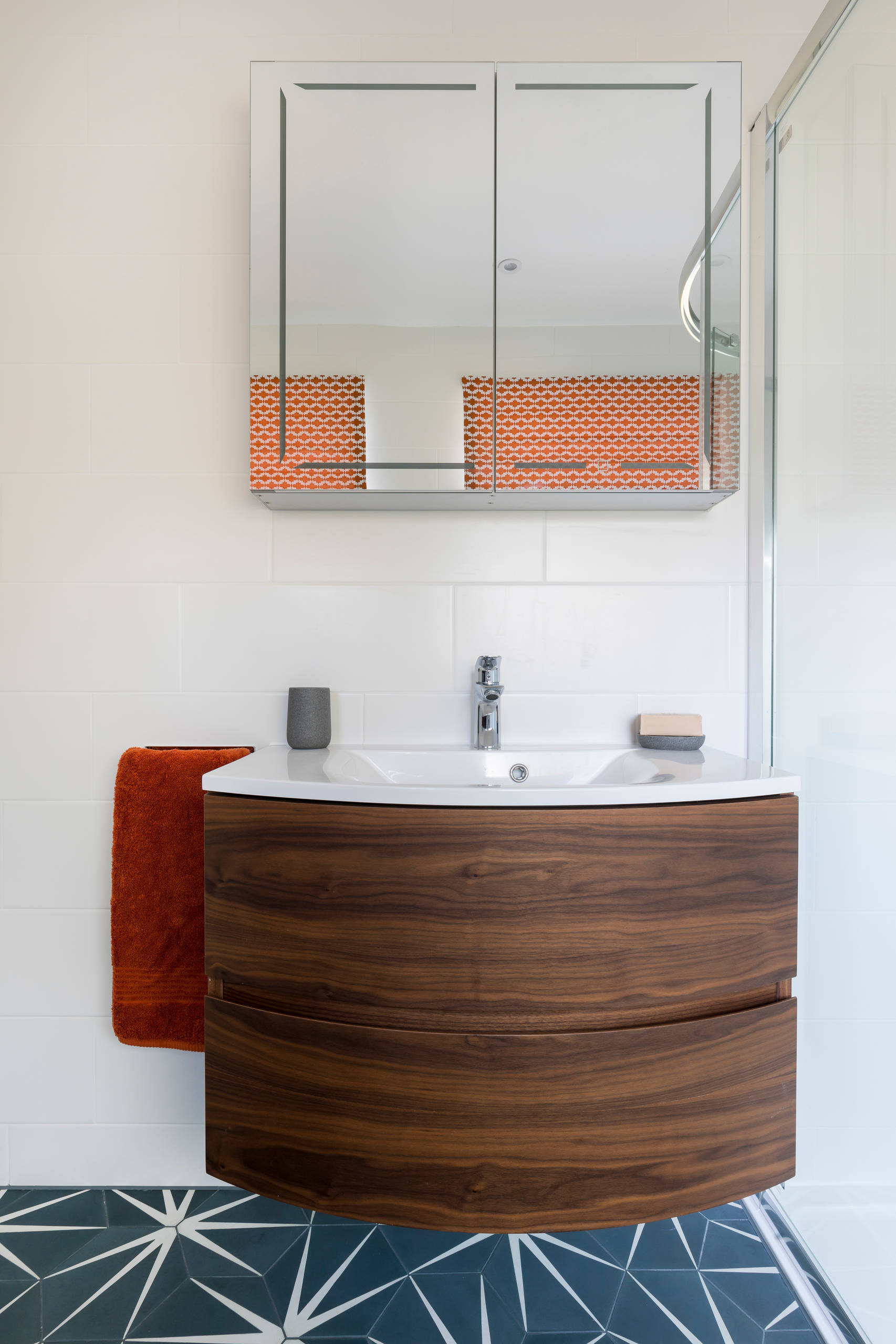 Modern Geometric Tiled Family Bathroom