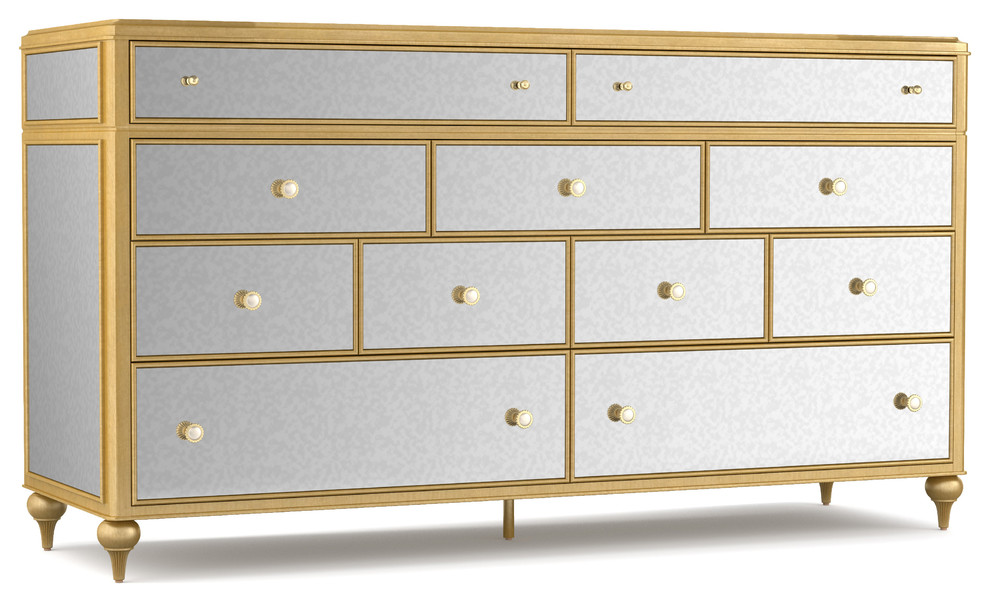 Bewitch 9 Drawer Mirrored Dresser Traditional Dressers By