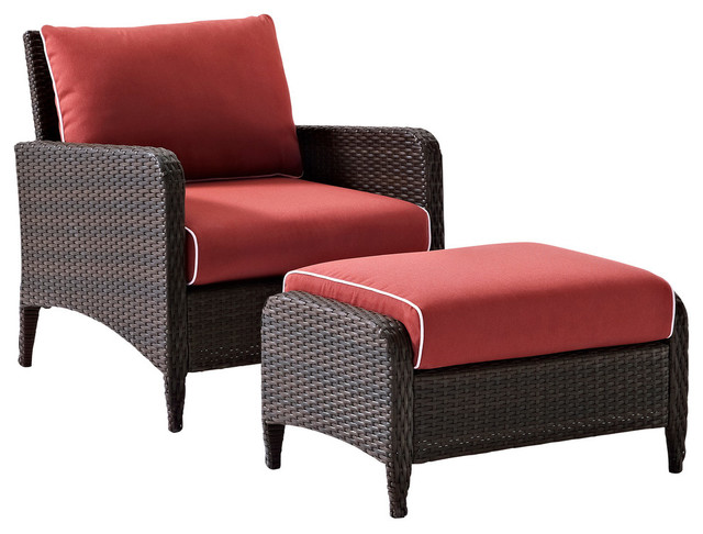 Kiawah 2-Piece Outdoor Wicker Seating Set With Sangria Cushions