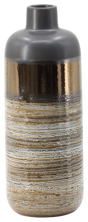 Earth Tone Cylinder Ceramic Vase D6x15.5"