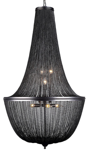French Empire Style Chainmail 10 Light Chandelier Transitional French Empire Style Chainmail 10 Light Chandelier Dark Gray With Led Bulbs