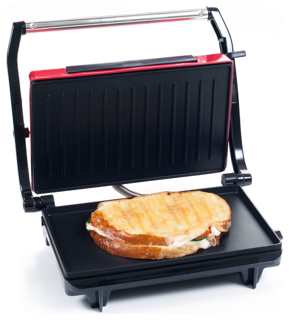 NonStick Grill and Panini Press, Red Contemporary Electric Grills And Skillets by