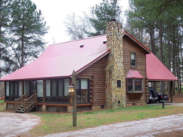 Red Metal Roof On Cabin Traditional Exterior Other By