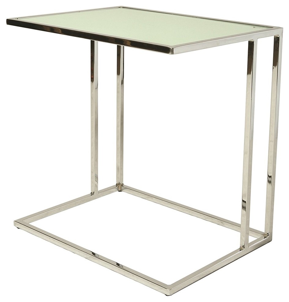 Norway End Table, Chrome/White Glass