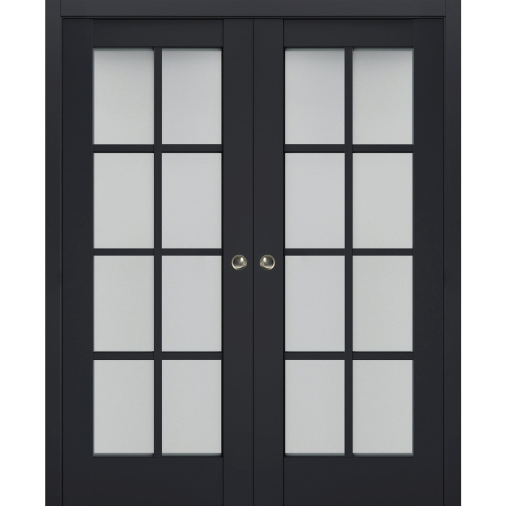 Sliding Pocket Doors, Veregio 7412 Antracite & Frosted Glass, Rail, 56
