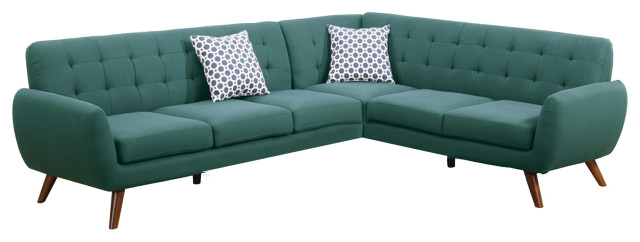 Polyfiber 2 Pieces Sectional With Tufted Back And Cushion Blue