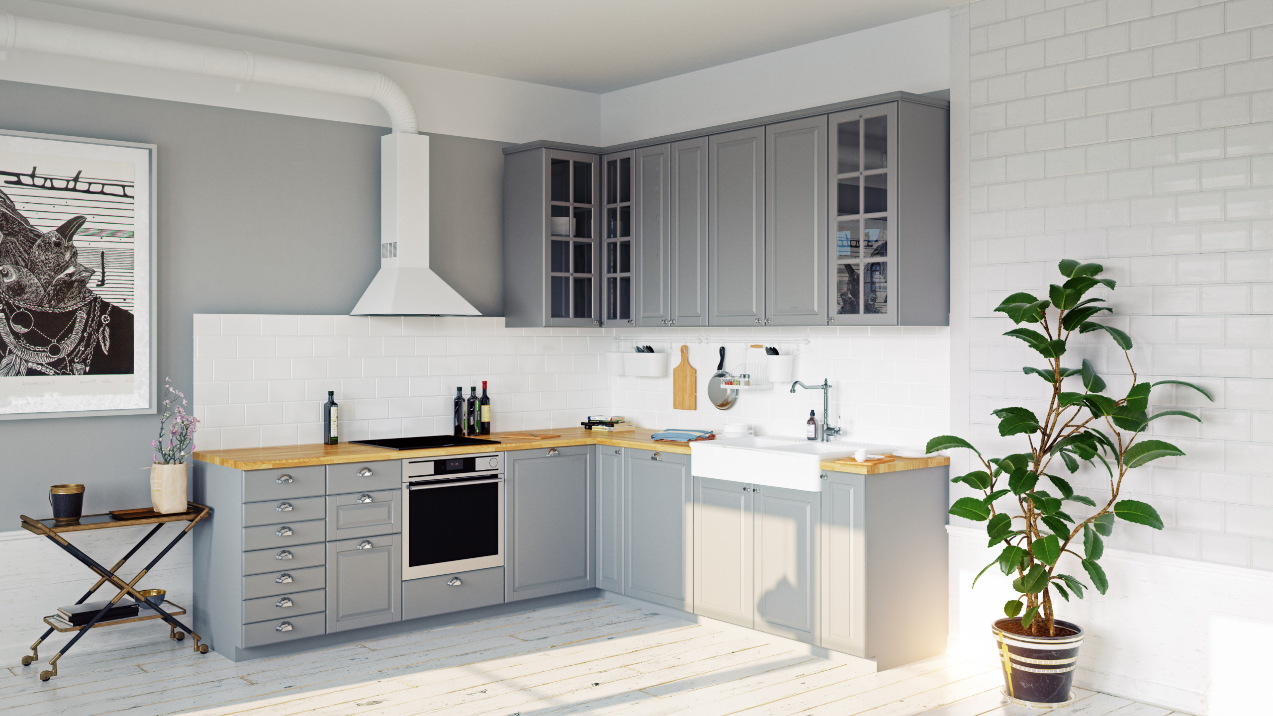Bright Contemporary Kitchen with Natural Accents in Hertford