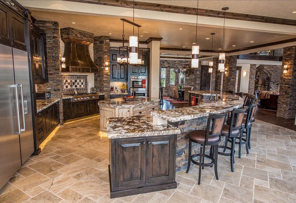 Huge mountain style kitchen photo in Seattle