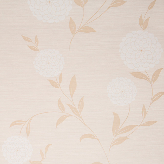 Pom Pom Wallpaper, Beige and White - Contemporary - Wallpaper - by