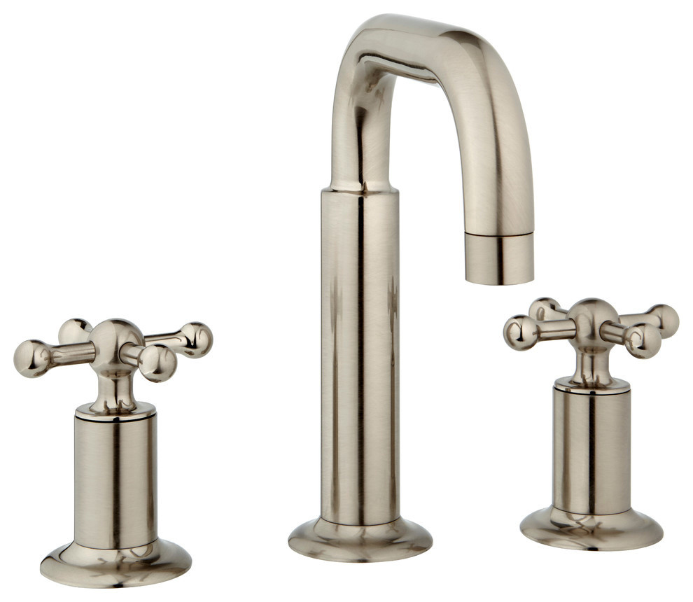 Nature Widespread Faucet Knobs and Drain, Brushed Nickel
