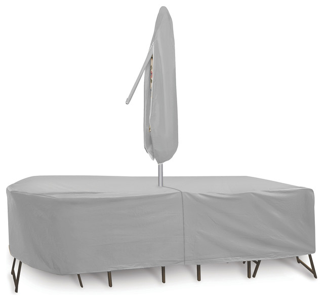 Oval/Rectangular Table and Chair Cover, Gray, 135"x80"