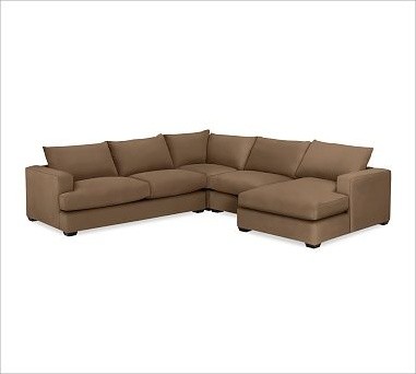 Hampton Upholstered Left-Arm 4-Piece Chaise Sectional, everydaysuede(TM) Nutmeg